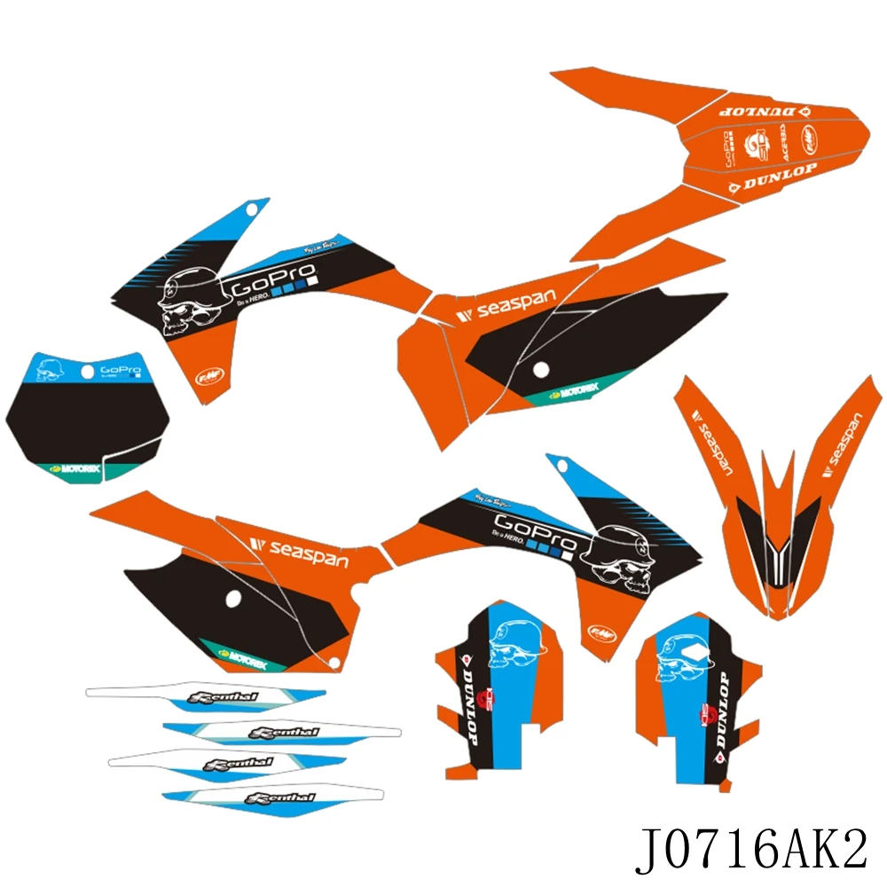

For KTM SX SXF 125 250 350 450 2011 2012 Full Graphics Decals Stickers Motorcycle Background Custom Number Name