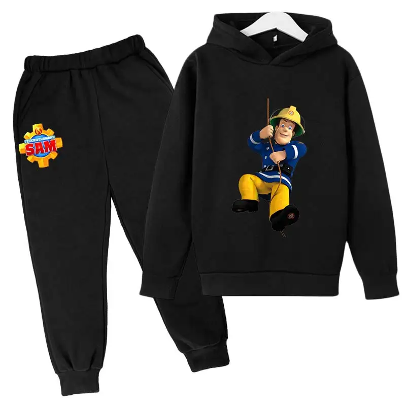 

Fireman Sam Children Cartoon Printed Funny hoodie Kids Tops Baby Girls Boys Great Casual Hoodies Pants 2Pcs Sets