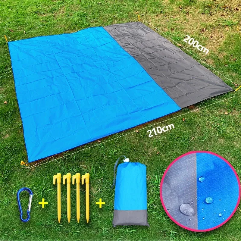 

2x2.1m Portable Pocket Beach Mat Blanket Waterproof Sand Free Beach Towel Folding Camping Mat Lightweight Outdoor Picnic Mat