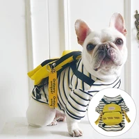 pet dog clothes costume for french bulldog stripe strap dog clothes with yellow bag french bulldog clothes for small dog
