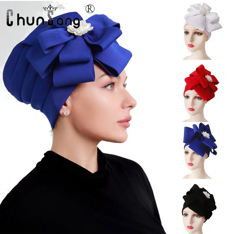 Flower New Bonnet Soft Headwrap Turban Headbands for Women Caps Hat Beanie Scarf Turban Head Wrap Knitted Cap Hair Accessories
