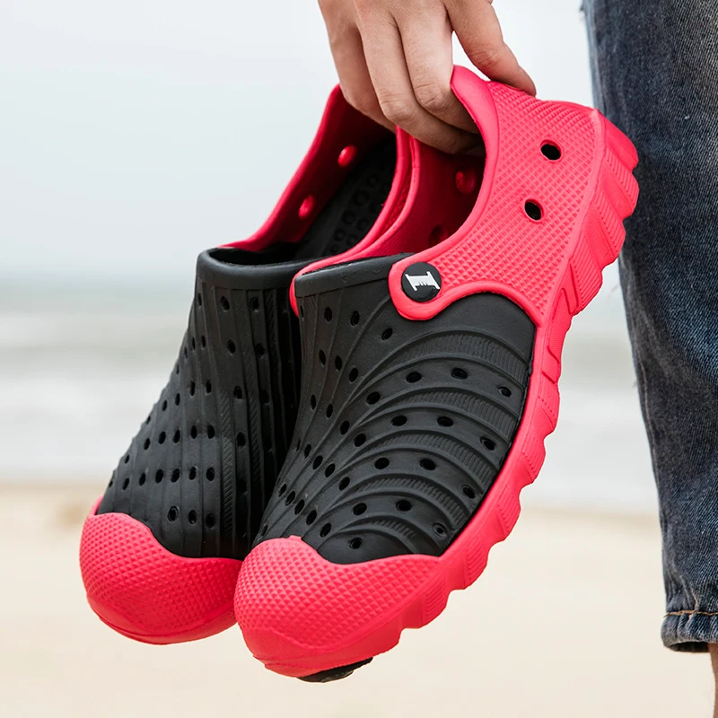 

Men Shoes Summer Fashion Aqua Beach Shoes Quick Dry Casual Sandals for Men Camping Swimming Pool Slippers Male Baotou Hollow EVA