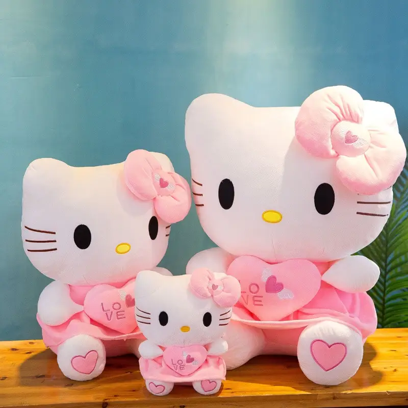 

Sanrio Anime Kawaii Hello Kitty Plush Toy Pink Bowknot Dress Peluche Doll Cute Decorate Pillow Children Birthday Xmas Gifts