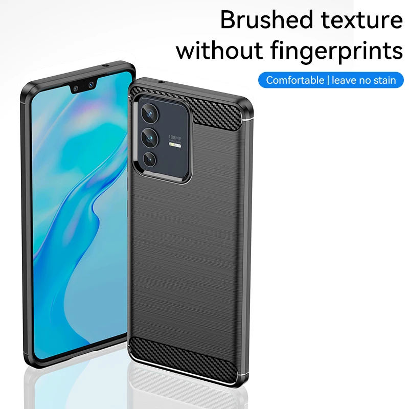 For VIVO V23 Pro Case Silicone Carbon Fiber Soft Rubber TPU Matte Cover For VIVO V23 Pro Cover Rubber For VIVO V23 Pro Case