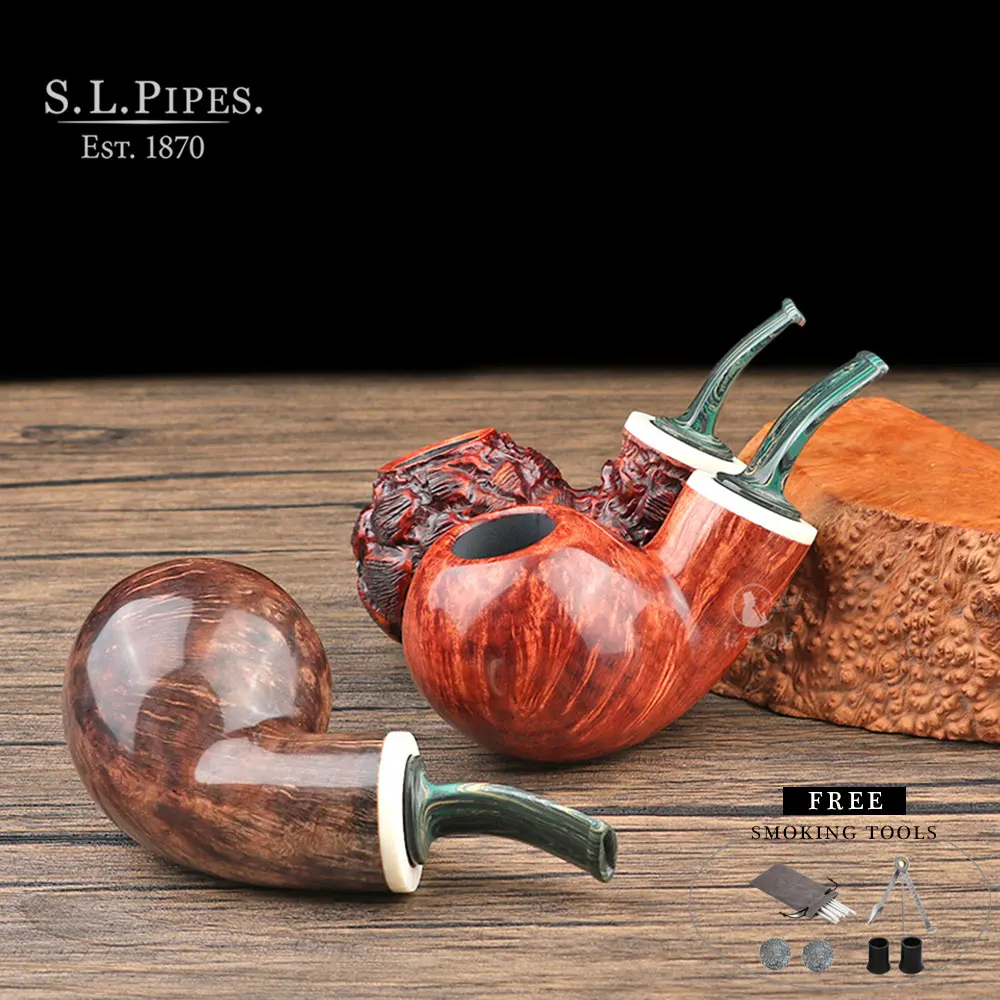 

▂ξ Smoker Fat Design Smoking Pipes High-End Briar Root Real Handmade Straight Stem Type With Free Smoking Tools Gift Set