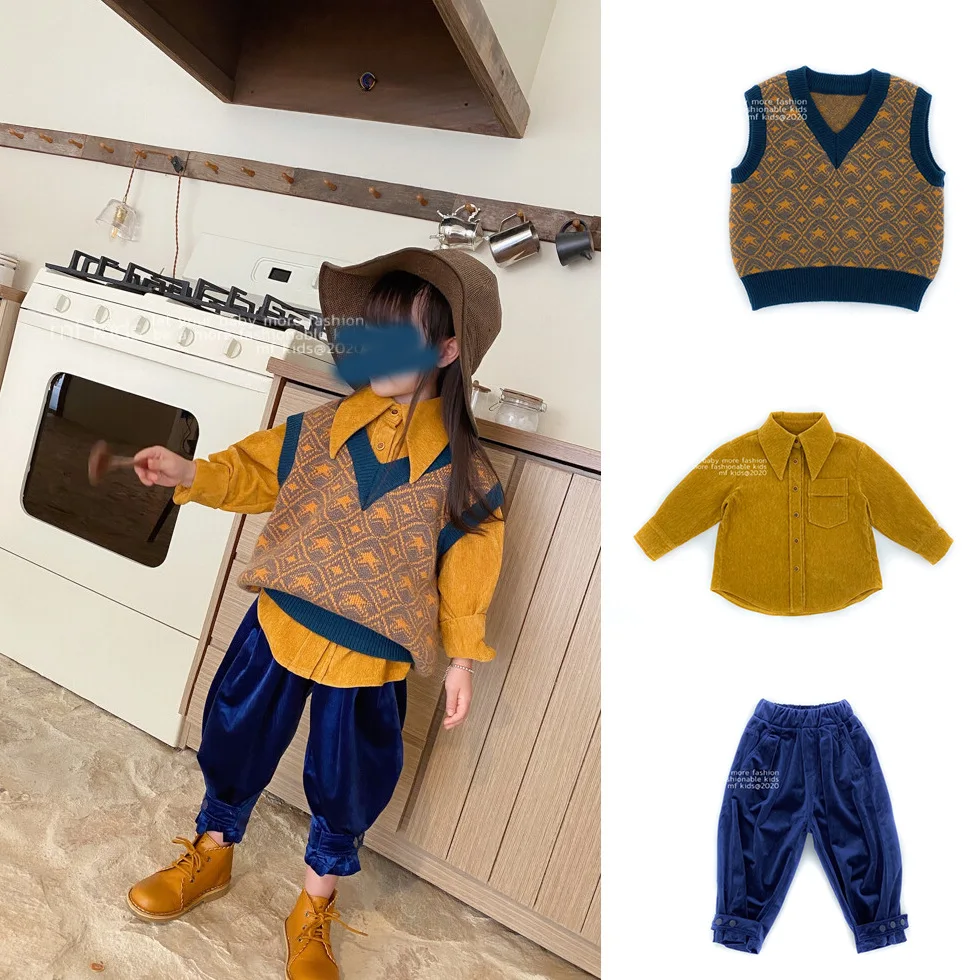 Детские комплекты одежды новинка весенний детский коричневый свитер со звездами