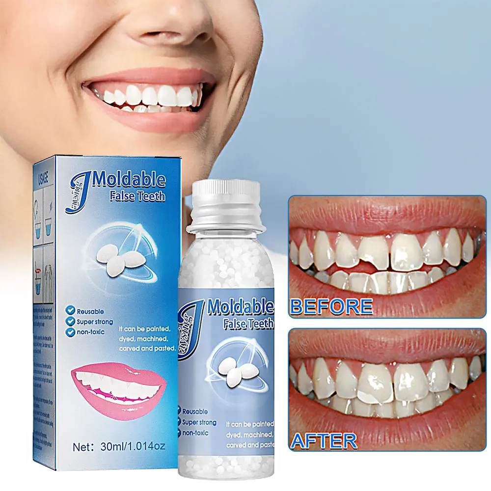 

Выдвижной набор для ремонта зубов, набор для временной замены зубов, тепловые бусины для заполнения, искривления отсутствующих и сломанных ...