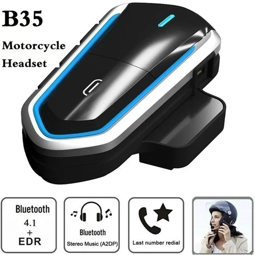 Helmet Headset B35 Hands-Free Helmet Bluetooth Headset Communicator Waterproof Audio Kit Motorcycles Accessories