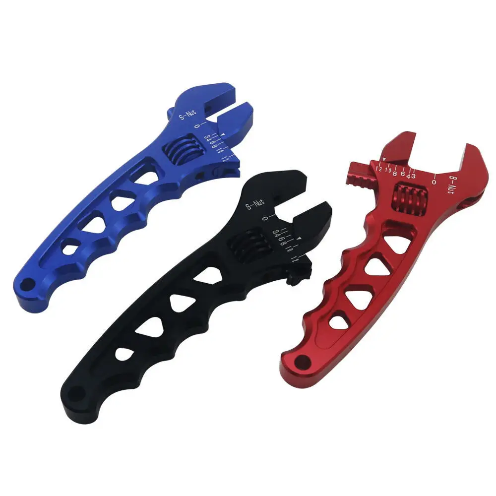 

Modified auto parts adjustable wrench aluminum wrench AN3-AN12 red, blue and black