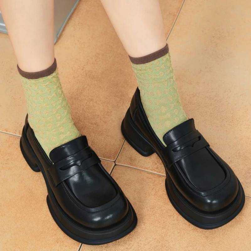 

Casual Woman Shoe Slip-on Female Footwear Clogs Platform Round Toe Loafers with Fur Soft Shallow Mouth Oxfords Slip on Dress Cre