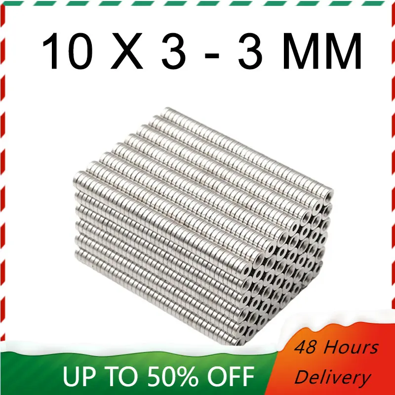 

10/30/50/70 Pcs 10x3-3mm Neodymium Magnet Countersunk Hole Round N52 Fridge Magnet Rare Earth Permanent Magnetic imanes Disc