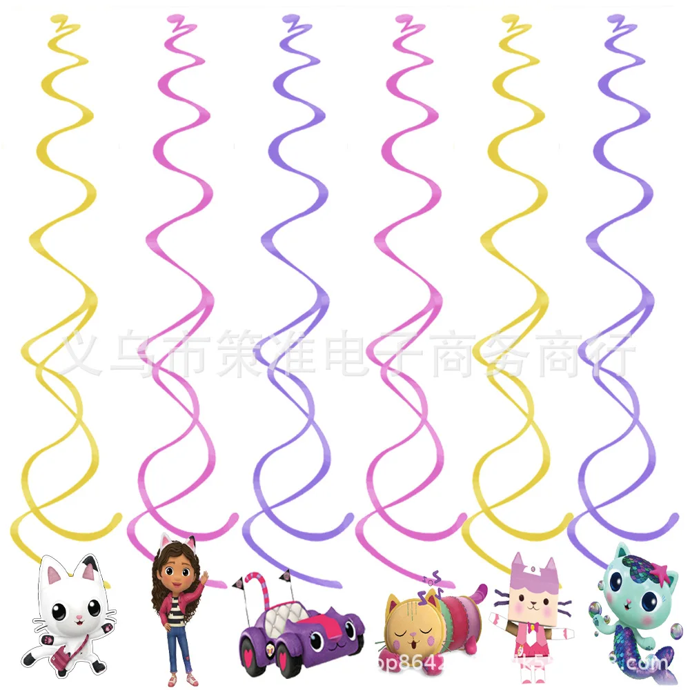 gaby dollhouse birthday party decorations flag balloon cake topper hanging spiral for kids girls baby shower decoration supplies free global shipping