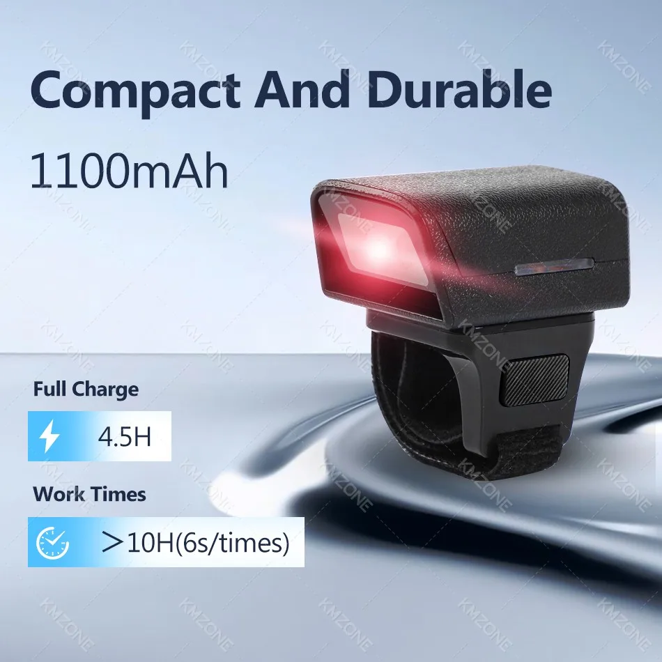Фото Портативный мини-сканер штрих-кода 1D 2D, 2,4 ГГц, беспроводной, Bluetooth, USB, проводной, считыватель штрих-кодов 3-в-1, лазерные сканеры для пальцев №4