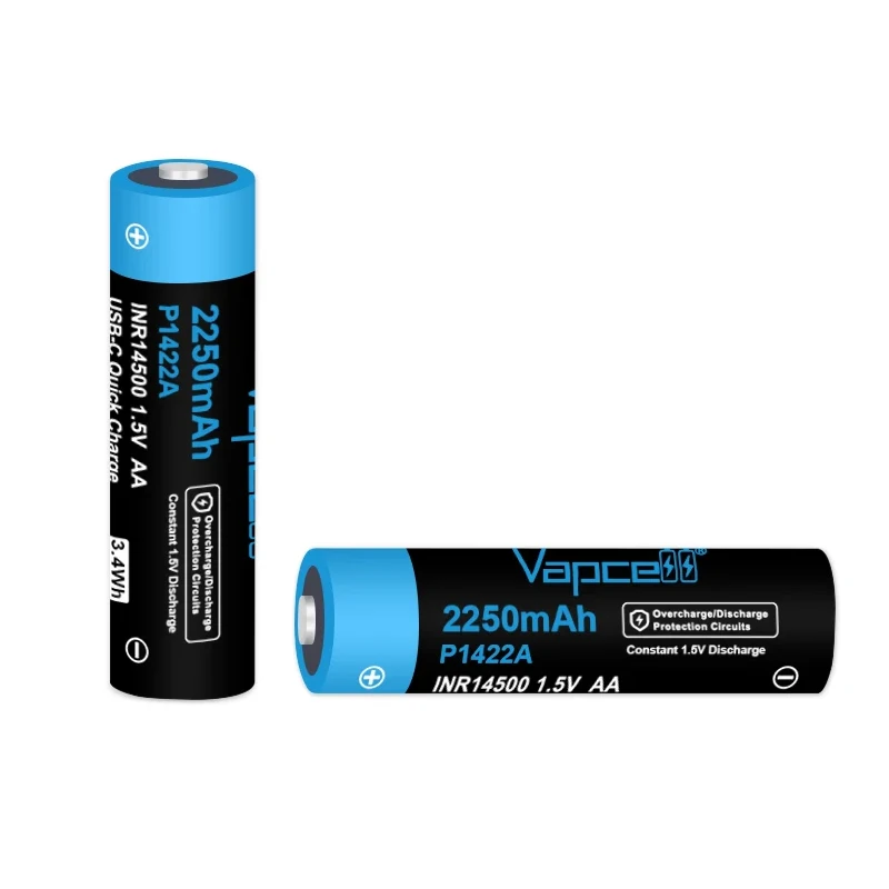 Аккумуляторная батарея Vapcell INR14500 2250 мАч AA P1422A 1 5 в 14500 USB 1-6 шт.