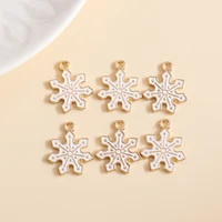 10pcs 16x19mm cute enamel christmas snowflake charms for making earrings pendants necklaces handmade bracelets jewelry findings