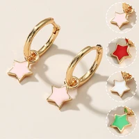 new fashion five pointed star pendant copper earrings for women minimalist gold color earrings jewelry hiphop girls gift