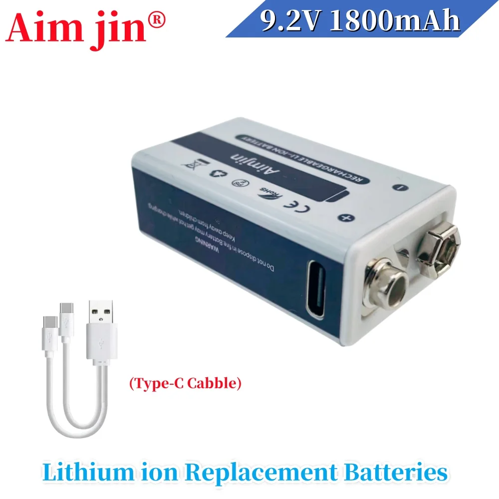 Aimjin Li-Ion аккумулятор 9В 1800 мАч Micro USB