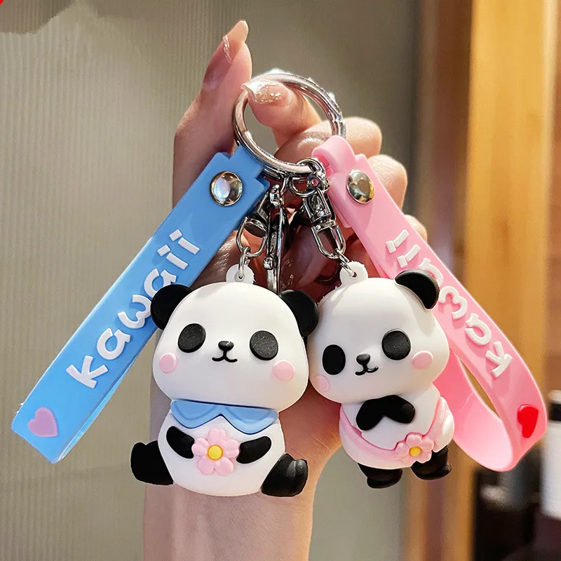 

Cute Kawaii 3D Sweet Panda Doll KeyChain Creative PVC Soft Epoxy Glue Kids Women Girl Key Ring Bag Car Phone Pendant Gift