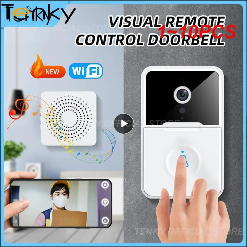 

1~10PCS Variable Sound Smart Security Doorbell Camera Ir Night Vision Visual Remote Control Doorbell Alkaline Battery Smart Home