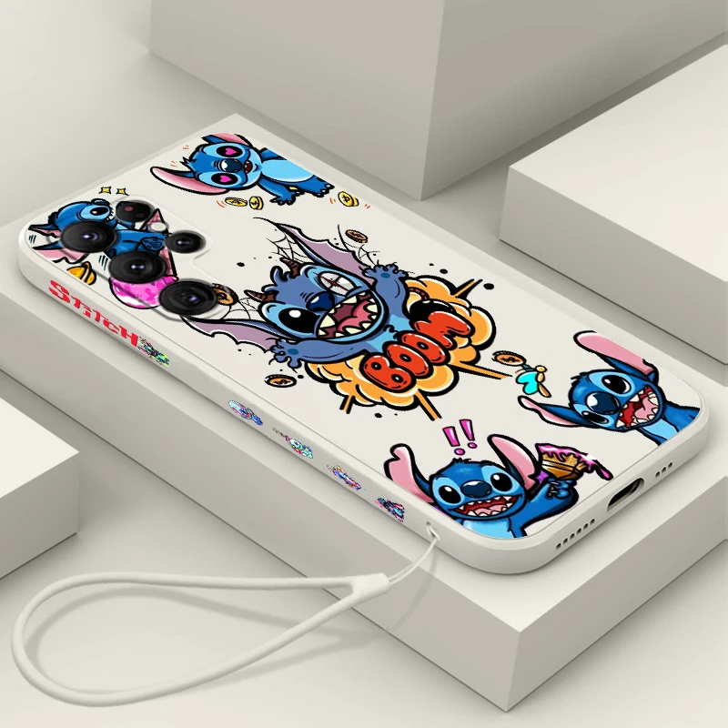 

Lilo & Stitch Anime Cartoon Phone Case For Samsung Galaxy S23 S22 S21 S20 FE S10 Plus Lite Ultra 5G TPU Liquid Left Rope Cover