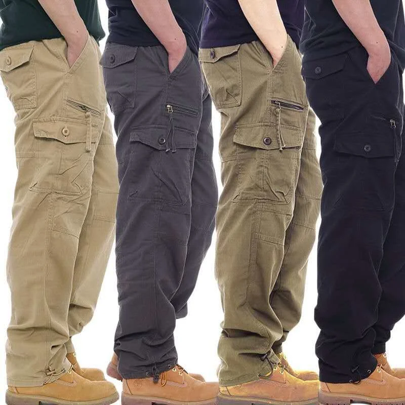 

Cotton Cargo Pants Men Overalls Army Military Style Tactical Workout Straight Trousers Outwear Casual Multi Pocket Baggy Pants