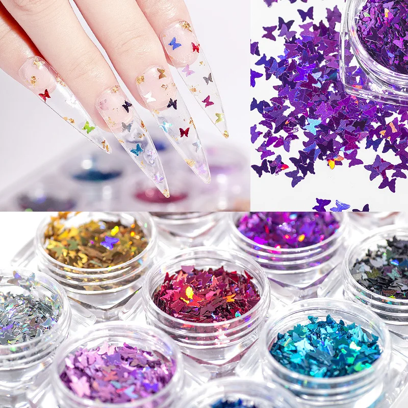

Mixed Nail Art Decorative Butterfly Patches Fluorescent DIY Nail Art Decorative Sequins Summer Nail Art Accessories Patches