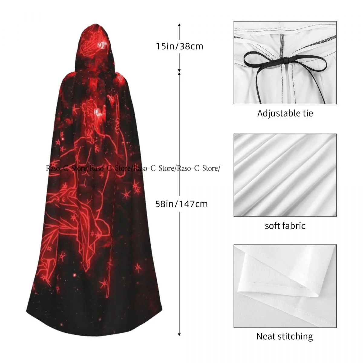 Плащ унисекс для взрослых Kova Burcu с капюшоном длинный костюм ведьмы косплей