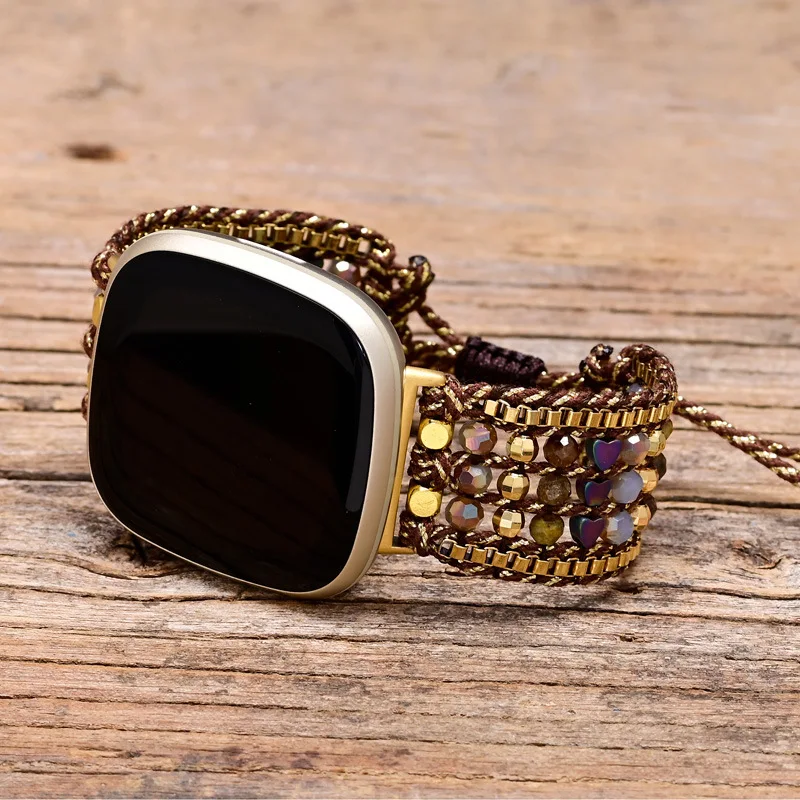 Natural Gemstone Bracelet Band For Fitbit Versa 1 2 3 4 Strap Bohemian Watchband For Fitbit Versa Lite/Sense 2 Band Wristband