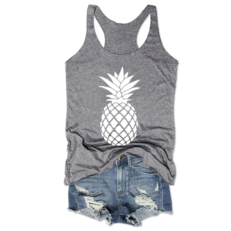 

Pineapple Tank Top Vacation Tanks Womens Fashion Cartoon Tank Tops Casual Print Back Tank Women New XL