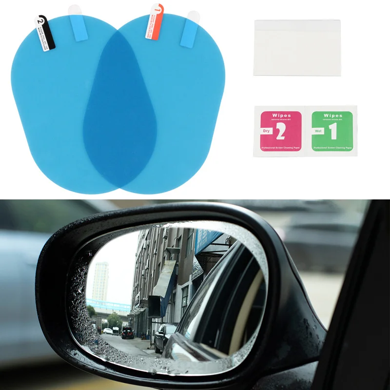 

2 Pcs Car Rainproof Clear Film Rearview Mirror Protective Anti Fog Waterproof Film Auto Sticker Accessories 100x145mm