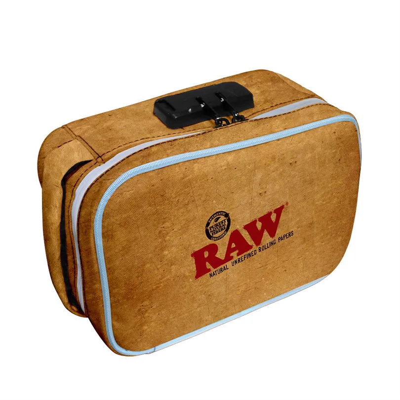 

Raw Natural Rolling Papers Bag Password Lock Activated Carbon Odor Proof Tobacco Bag Pipe Cigarette Holder Smoking Proof Handbag