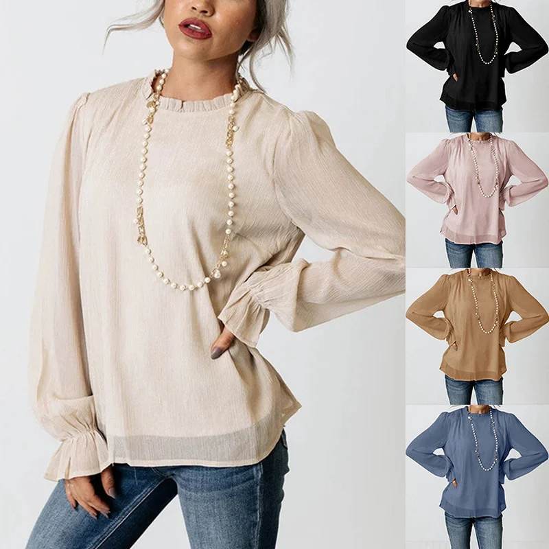 

Базовая женская футболка 2022 Одежда Весна Лето Свободное элегантное деловое платье рубашка женские рубашки с длинным рукавом Топы Блузки То...