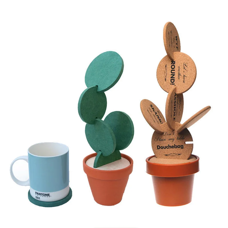 

6pcs Cup Mat Creative Cactus Placemats For Table Coasters For Coffee Cups Coasters For Drinks Heat Insulated Pad Home Decor Gift