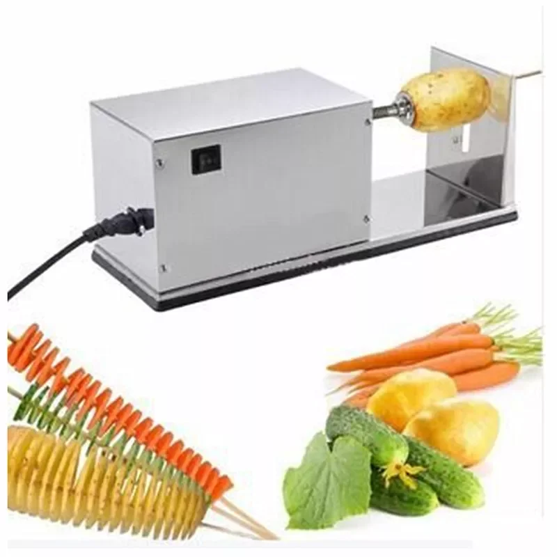 

220V Commercial Electric Potato Slicer Machine Automatic Household Stainless Steel Potato Slicing Machine Spiral Cutter EU/AU/U
