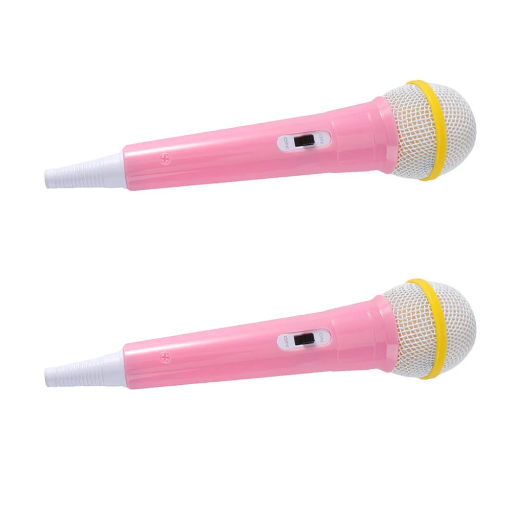 

2Pcs Simulated Mic Party Favor Plastic Mic Plaything Microphone Prop for Kids