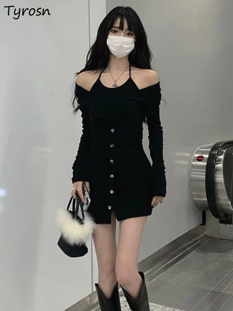 

Платья женские пикантные модные Универсальные дизайнерские для отдыха тонкие милые летние нежные элегантные уютные дамские Повседневные в Корейском стиле с длинным рукавом