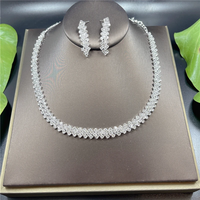 

2PCS Rhinestone Crystal Butterfly Bridal Jewelry Sets Necklace Earring Tiara Set Wedding Hair Ornaments African Bead Jewelry Set