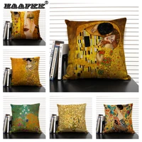 famous oil painting cushion cover vintage style gold pattern decorative pillows home decor linen throw pillow cover