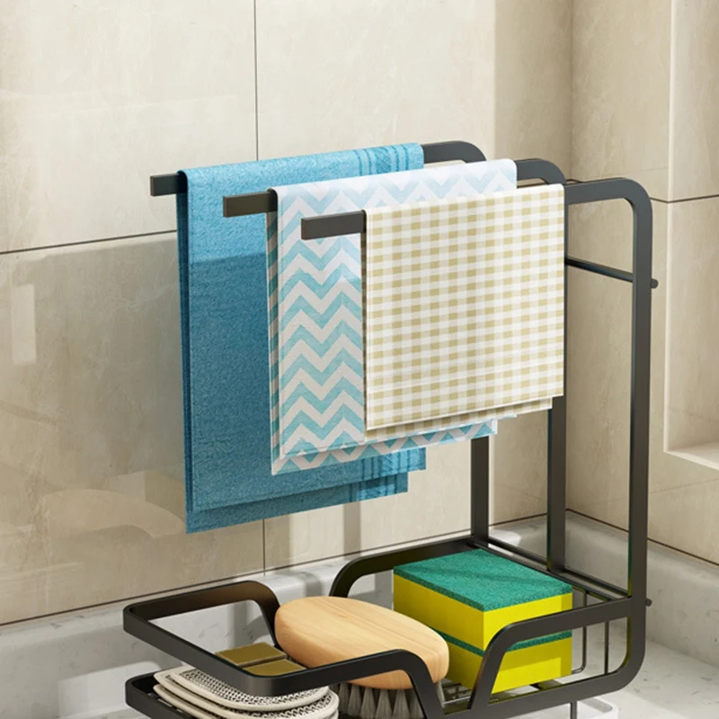 

Kitchen Spong Rack Towel Drying Rack Holder Sink Shelf Organizer with Tray Kitchen Accessories Storage Organizer