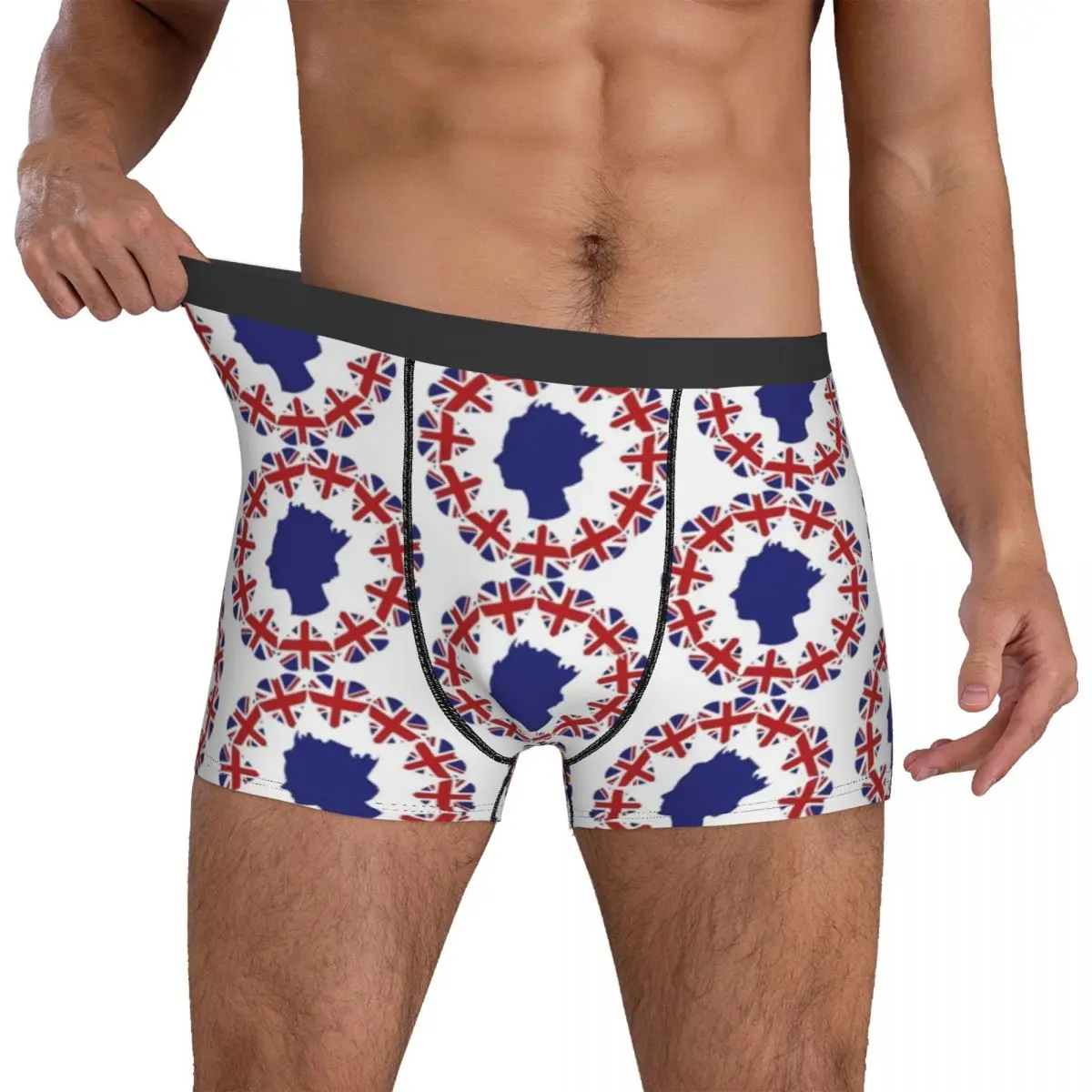 Platinum Jubilee Underwear Queen Elizabeth UK Flag Classic Underpants Print Shorts Briefs 3D Pouch Men's Plus Size Trunk