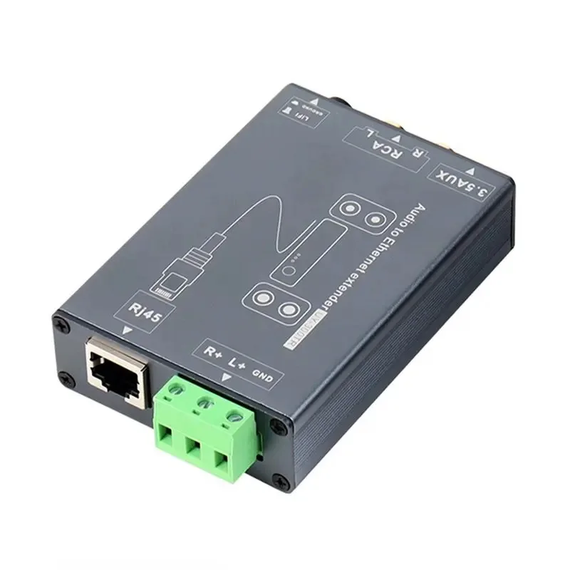 Фото Удлинитель аудиосигнала L93A, 1 пара, разъем 3,5 мм на RCA, с поддержкой Ethernet RJ45, удлинитель сетевого кабеля №4
