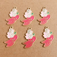 10pcslot cute enamel marine life charms for jewelry making alloy mermaid charms pendants for diy necklaces earrings crafts gift