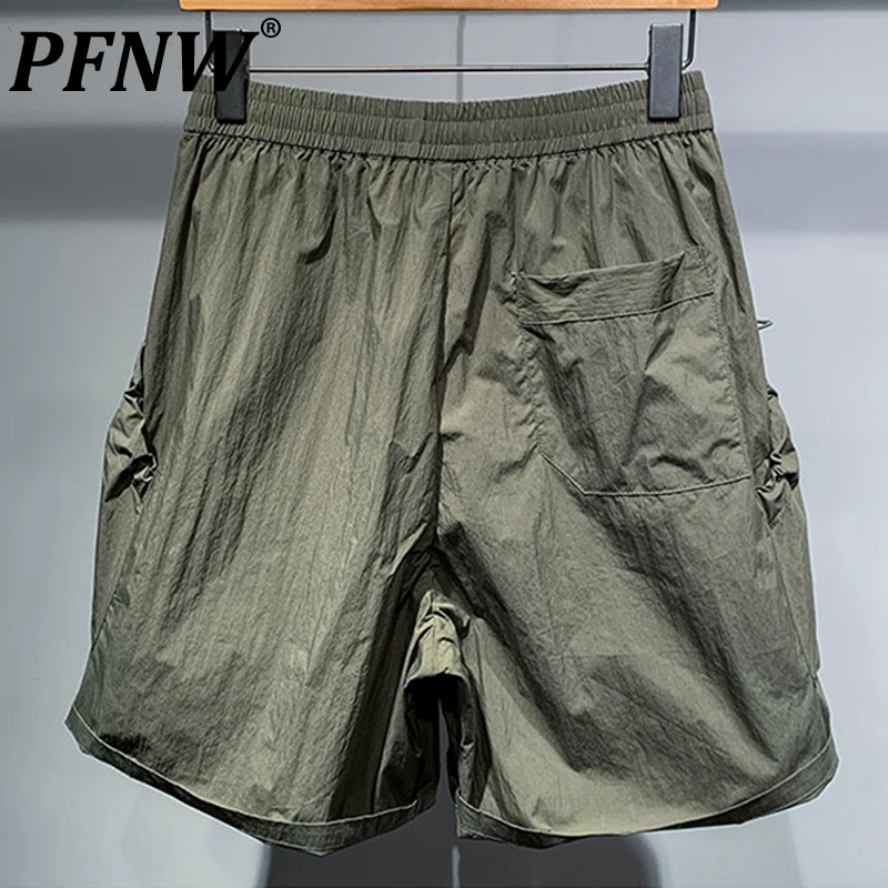 

PFNW Spring Summer New Men's Casual Trendy Versatile Drawstring Shorts Handsome Thin Elastic Waist Knee Length Trouserse 12A7630