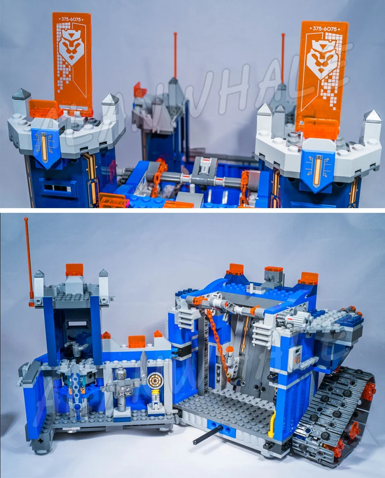 1164 шт. Nexoes Knights 2in1 Battle Rolling Castle The Fortrex Headquarters 10490 Строительные блоки игрушка