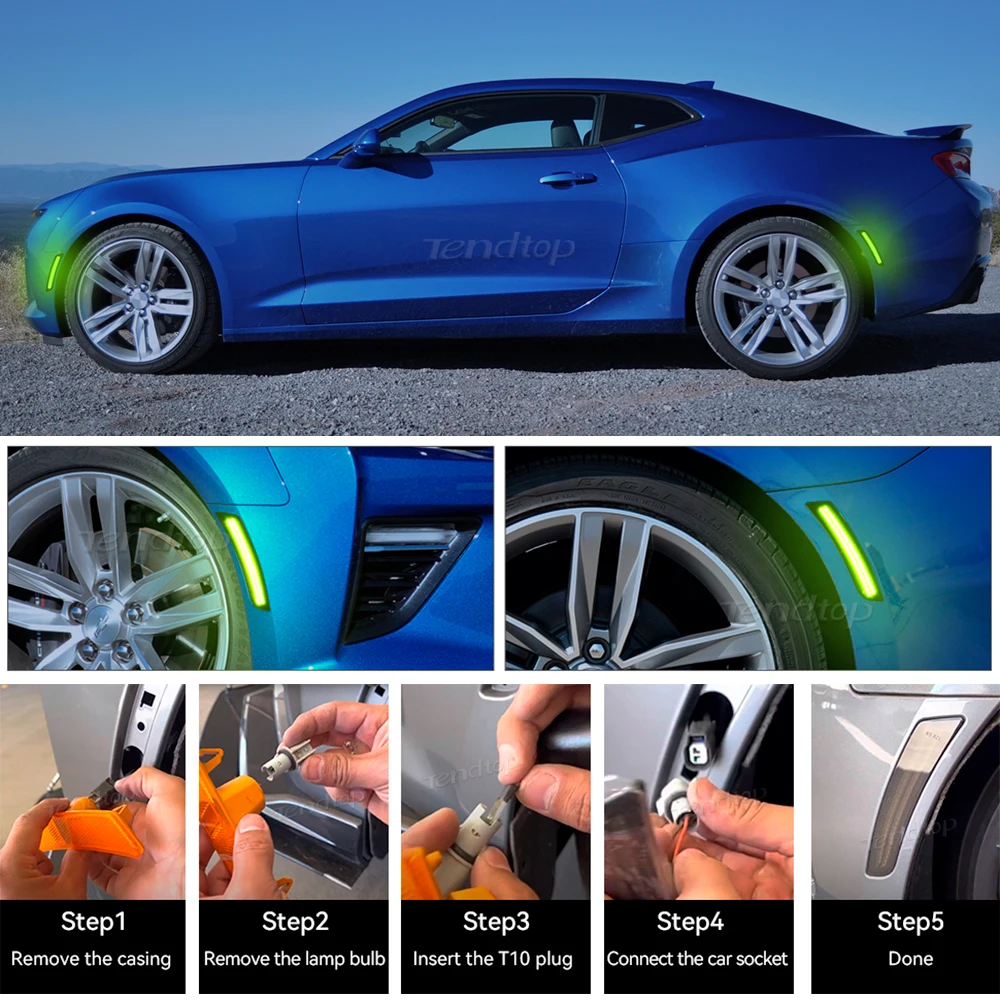 Для Chevrolet Chevy Camaro 2016 2017 2018 2019 2020 2021 2022 2023 дымчатые линзы спереди и сзади