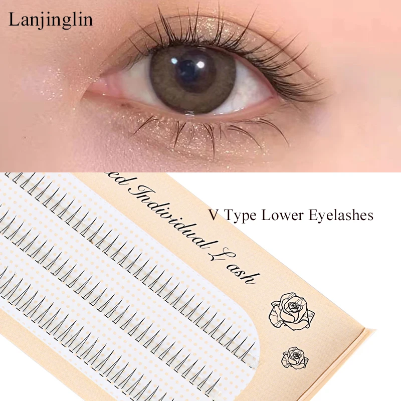 

Individual Lashes 120 Clusters V-Shaped Lower Eyelashes 5/6/7mm Natural Lower Under Eyelash Easy Grafting Makeup Extension Tools