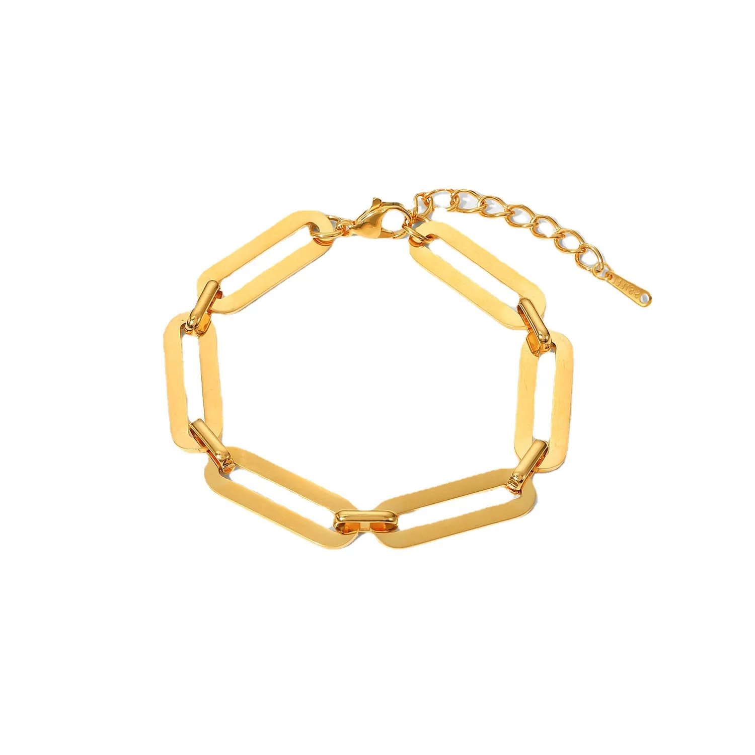 

Stainless Steel PVD 18K Gold Plated Tarnish Waterproof Geo Linked Bracelet For Woman Jewelry Wholesale Trendy