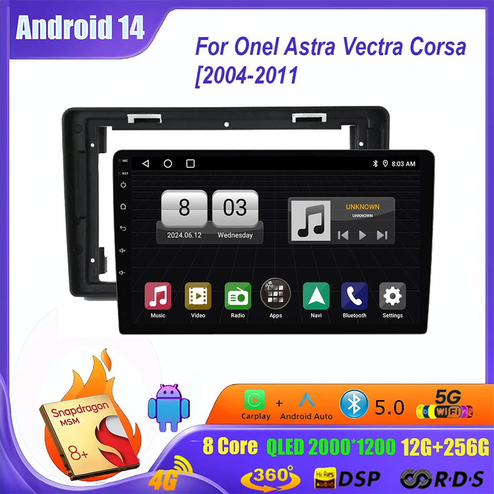 Фото Для Opel Astra H J 2004 Vectra Vauxhall Antara Zafira Corsa Vivaro Meriva Veda беспроводной CarPlay авто автомобильный радиоприемник мультимедийный плеер №1