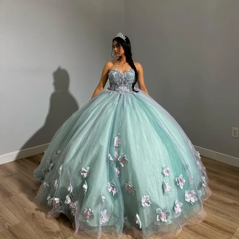 Laboum блестящее бальное платье с открытыми плечами, платья для девушек, вышитые бисером, 3dцветы, платья на день рождения со шнуровкой сзади 2024