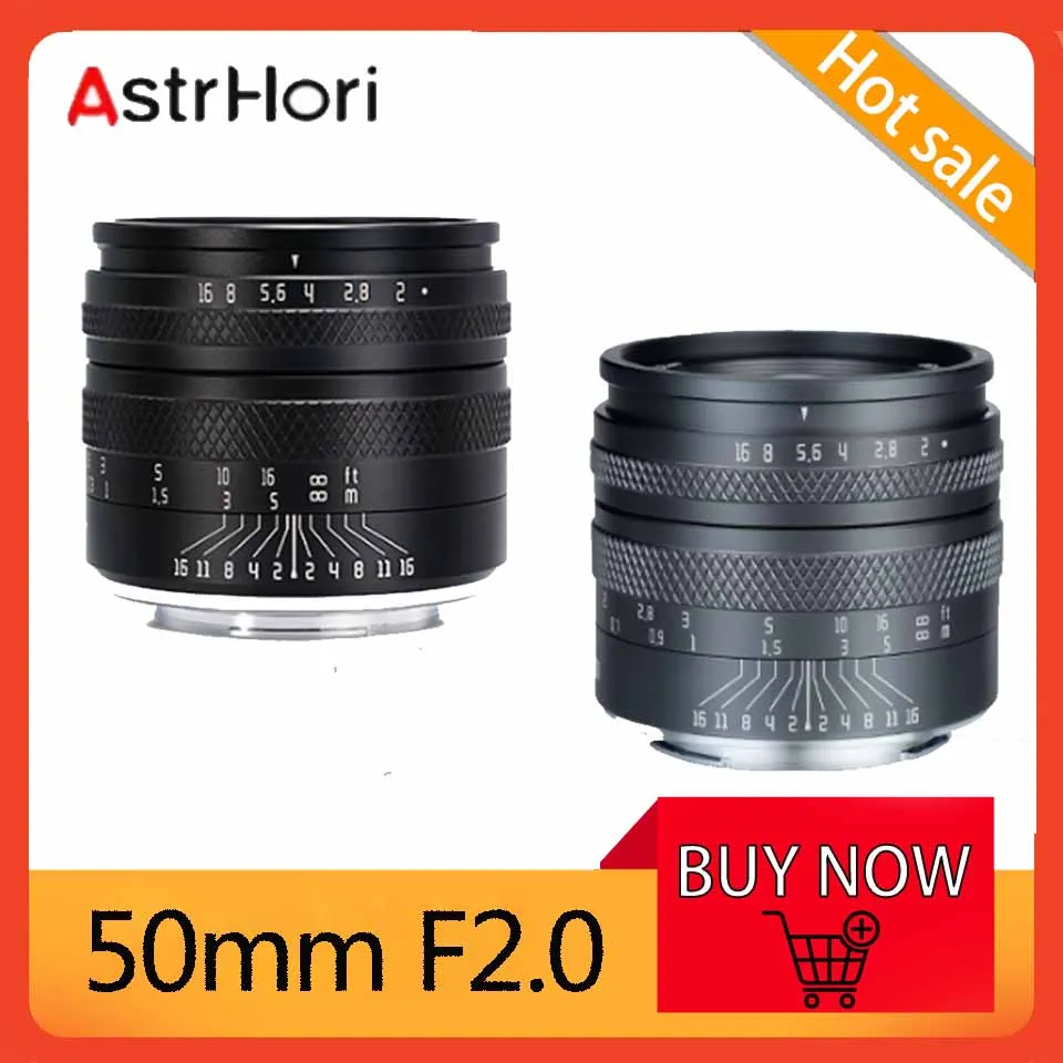 

AstrHori 50mm F2.0 Large Aperture Full Frame Manual Lens Camera Portrait Photography Compatible with E/X/EF-M/RF/Z/L/M43 Mount